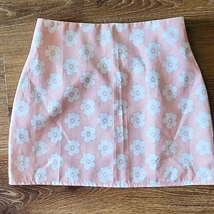 SHEIN pink floral mini skirt